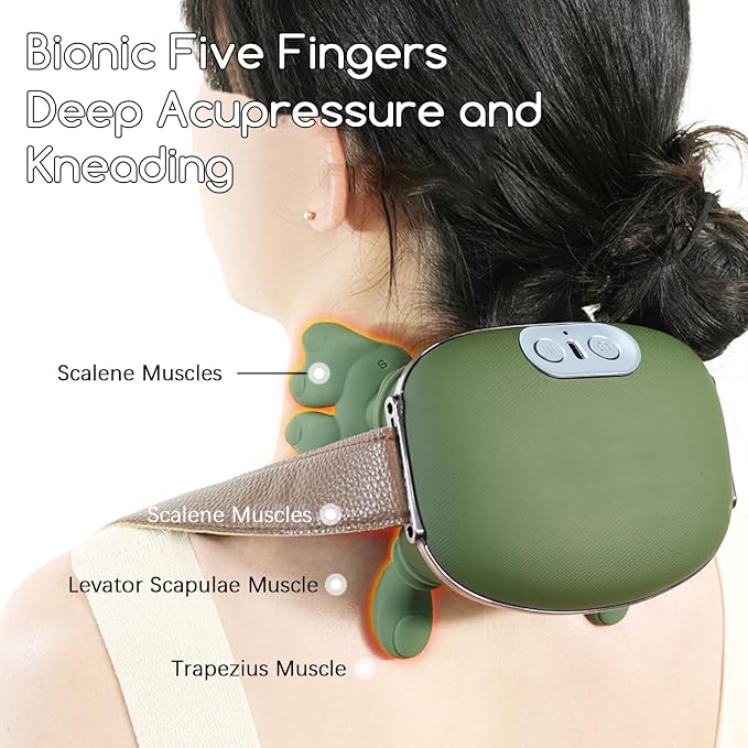 Neck and Shoulder Massager,Portable Shiatsu Back Massage Hand-Shaped Deep Tissue 4D Kneading Massager with Heat for Pain Relief and Muscle Relax,Gifts for Women Men,(Silver Button) - Image 7