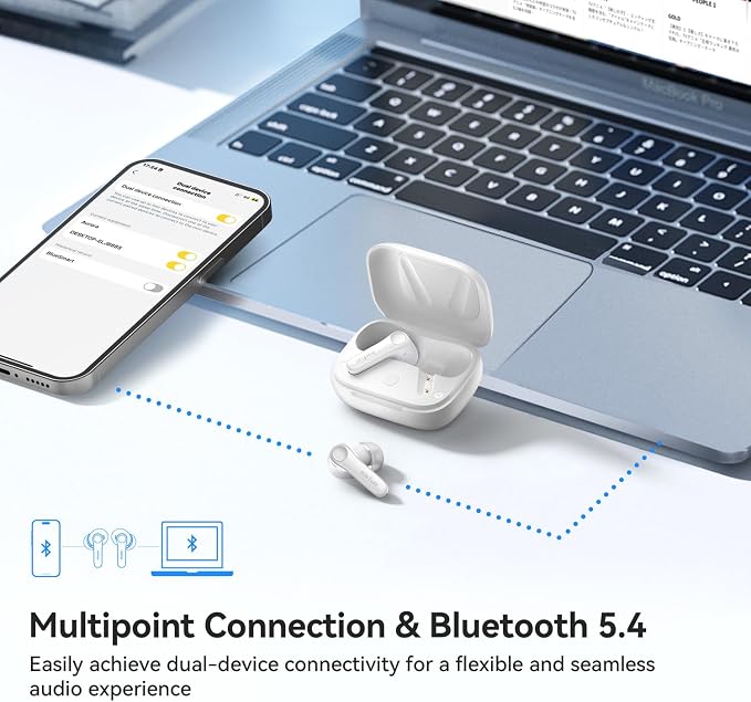 EarFun Air Pro 4 Adaptive Hybrid Noise Canceling Wireless Earbuds, 6 Mics | Qualcomm Snapdragon Sound, aptX Lossless, LDAC Hi-Res Audio, 52H Playtime, Bluetooth 5.4, In-Ear Detection, Glossy White - Image 8