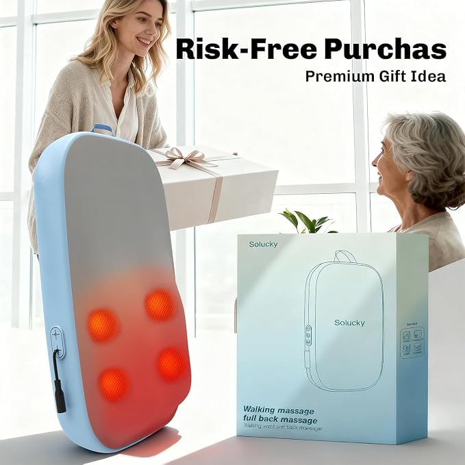 Solucky Back Massager for Pain Relief Deep Tissue, Back Massager with Heat, Deep Kneading Massage for Back, Adjustable Intensity & Dual Modes, Red Light Heating Therapy, 12V Corded for Home & Office - Image 7