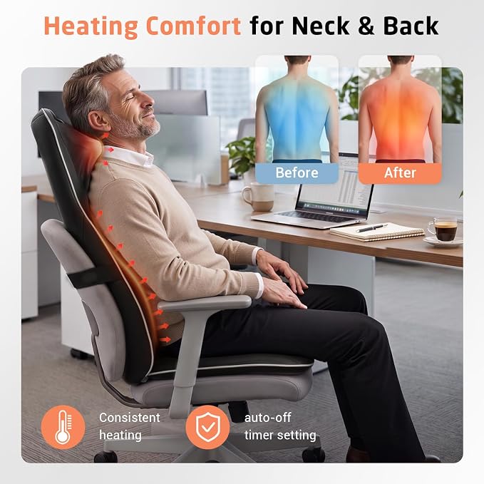 Mynt Shiatsu Neck & Back Massager for Chair, Deep Tissue Kneading Chair Pad - Image 8