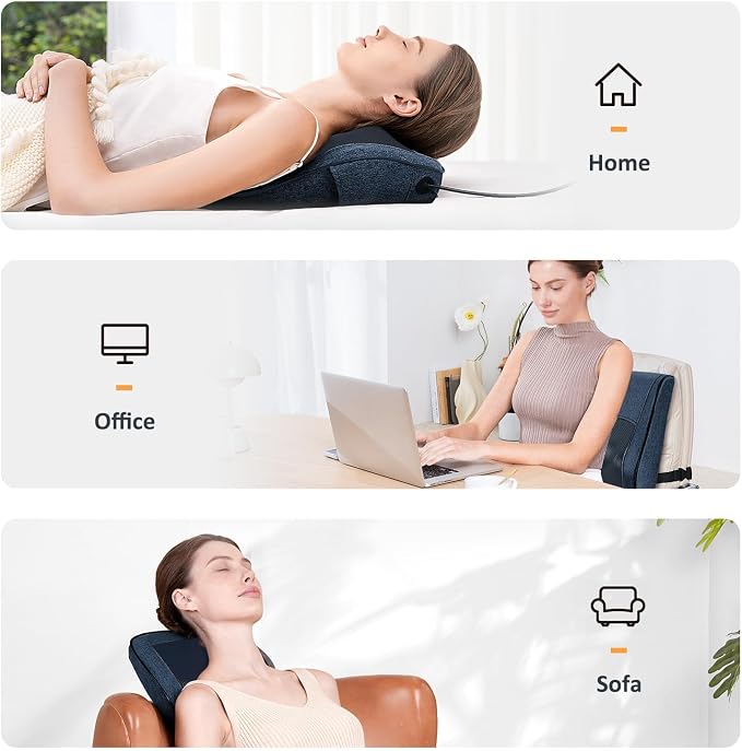 Boriwat Neck and Back Massager with Heat, 3D Kneading Shiatsu Massage Pillow for Neck, Back, Shoulders, Legs, Deep Tissue Relief for Sore Muscles, Home & Car, Great Gift for Women, Men, Mom, Dad - Image 5