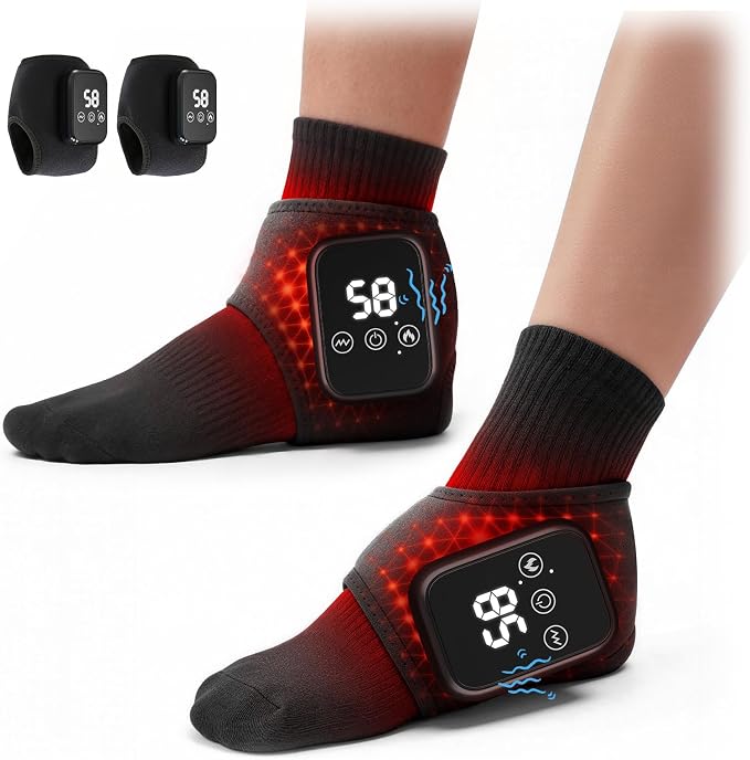 Foot Triple Method Massager, 3 in 1 Cordless & Portable Foot and Ankle Massager with 3 Vibration Modes & 3 Heat Levels, for Heel, Arch, and Ankle Comfort & Relief for Home/Office/Travel (2PCS) by Swancode