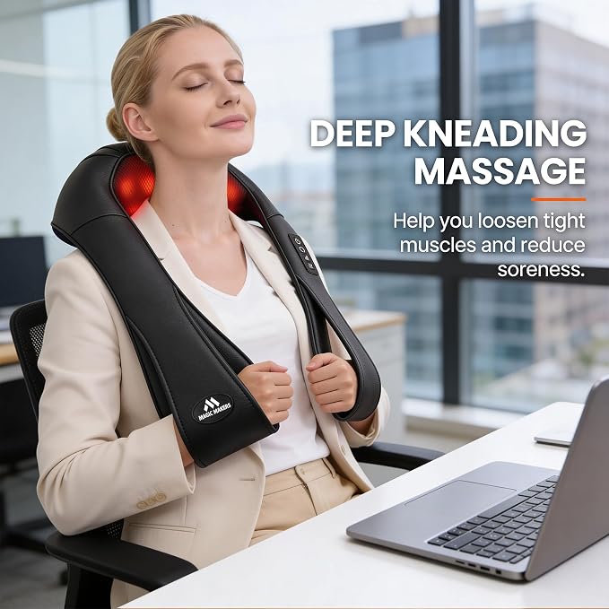 MagicMakers Electric Shiatsu Neck Massager with Heat - Pain Relief for Back, Shoulders & Feet - Gifts for Men, Women, Mom, Dad - From Daughter or Son - Ideal for Christmas, Mother's Day & Father's Day - Image 4