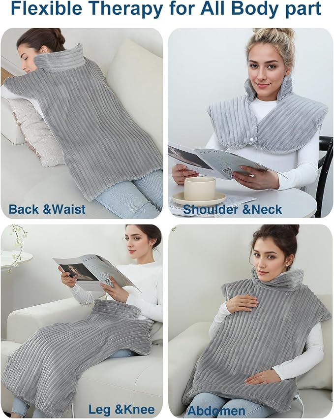 Heating Pad with Massager for Back Pain Cramps Relief,24"x35",Grey - Image 4