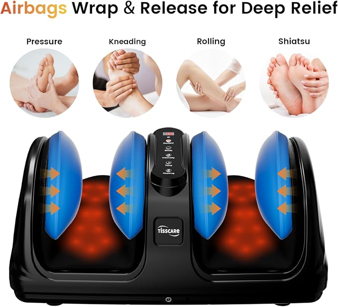 TISSCARE Foot Massager for Neuropathy: Shiatsu Feet Massager with Heat for Plantar Fasciitis, Pain Relief, Circulation, Deep Kneading Relaxation Massage for Women Men - Image 5