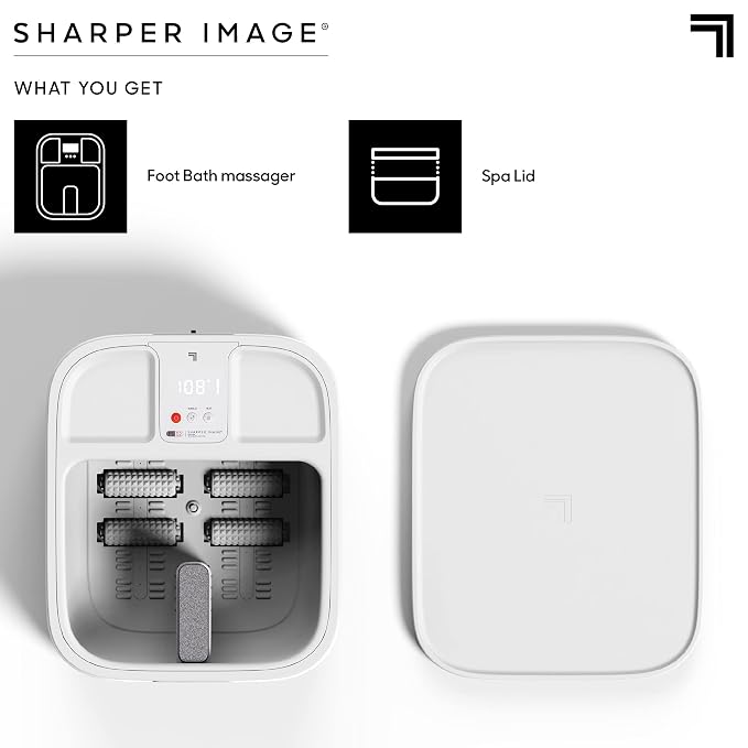 Sharper Image® Spahaven Heated Foot Bath – Bubble Jets, Massage Rollers, 105°F, Pumice Stone Callus Remover| XL Foot Soaking Tub| Feet Scrubber| Home Pedicure Foot Spa| Womens Relief & Relaxation Gift - Image 5