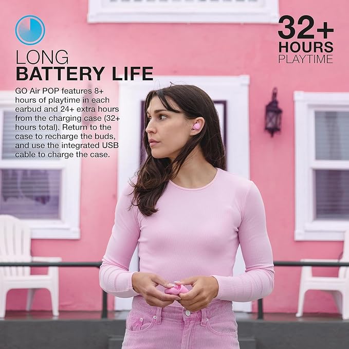 JLab Go Air Pop+, True Wireless Earbuds, Bluetooth Earbuds with Microphone, Dual Connect, EQ3 Sound, Pink - Image 5