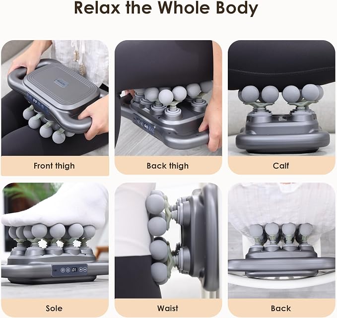 16 Head Massage Gun Set, Deep Tissue Percussion Massager, 2600mAh Electric Massage Tools with 9 Styles & Levels, Silver Grey - Image 7