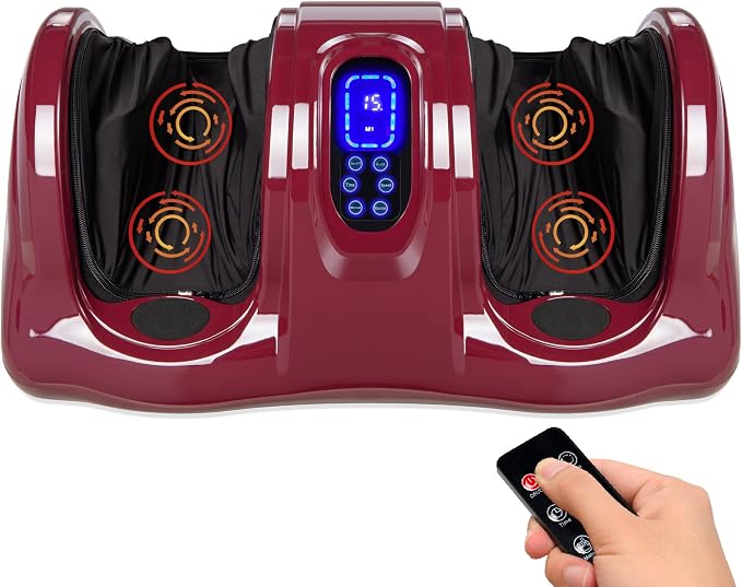 Best Choice Products Shiatsu Foot Massager for Pain Relief, Plantar Fasciitis, Neuropathy, Blood Circulation, Remote Control w/Compact Design - Burgundy by BestChoiceProducts