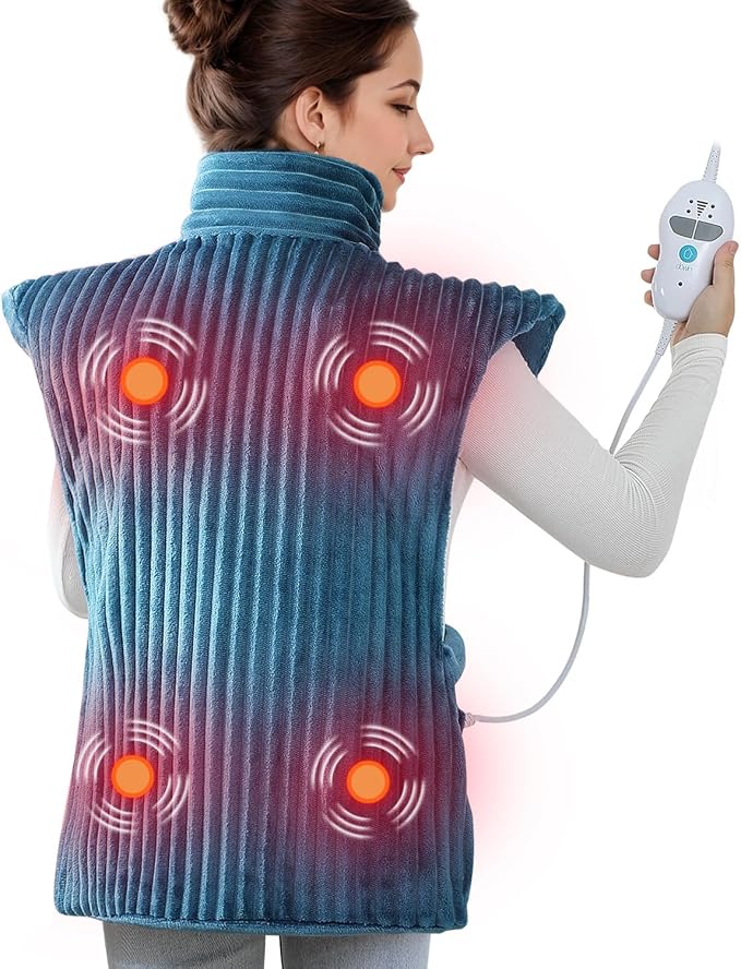 Heating Pads for Back Pain Relief,Wearable Heating Pad with Massager,Teal by Dowin