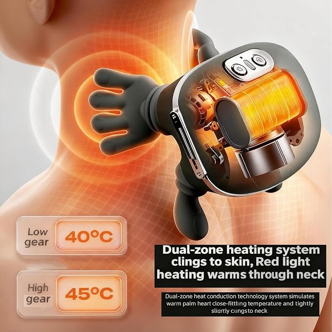 Neck Massager with Heat for Pain Relief deep Tissue, Bionic Heated Massager with Fingers, 4D Kneading Massage, 2026 Upgraded Simulates a Real Palm Massage for Comfort, Relax Muscle Tension - Image 4