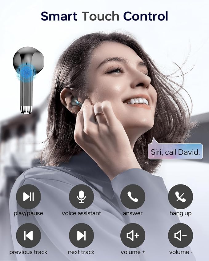 KTGEE Wireless Earbuds Bluetooth 5.3 Ear Buds Headphones, 40Hrs Playback | Stereo Sound, LED Display, IPX7 Waterproof, Compact In-ear Earphones with Mic for Phone Tablet Sport, Charcoal - Image 5
