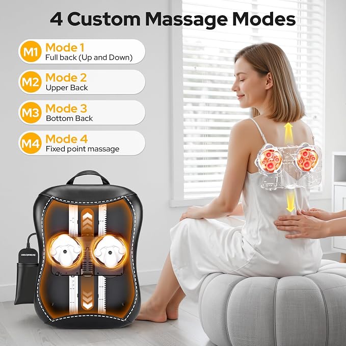 Shiatsu Back Massager with Heat: Upper & Lower Full Back Massager for Chair - Image 2
