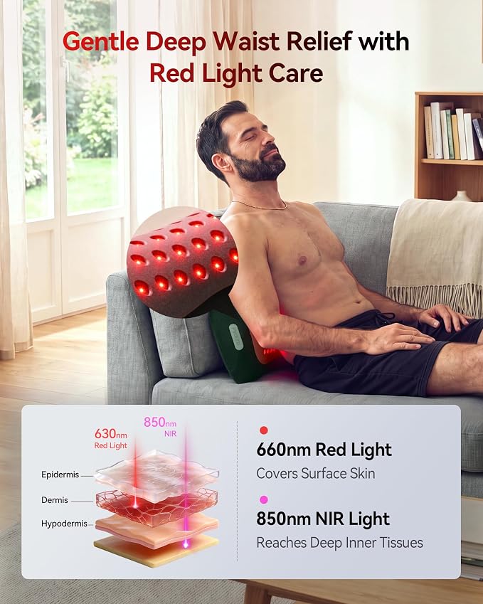 FliKEZE 4-in-1 Lumbar Massager with Red Light 650/850nm Cordless 5000mAh - Image 3