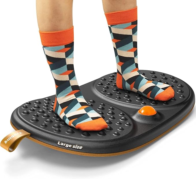 Trobing Standing Desk Mat Balance Board with Rollerball, Wooden Wobble Anti Fatigue Mat Balance Board for Standing Desk, Home Office Non-Slip Comfort Floor Mat to Relieve Foot, Knee, and Back Pain by Trobing