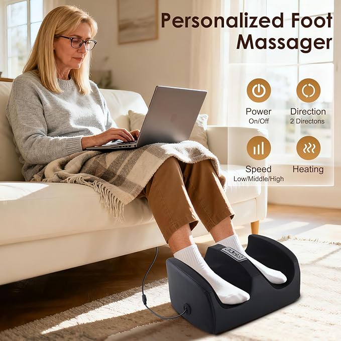 Foot Massager with Heat Electric Foot and Calf Massager Black - Image 2