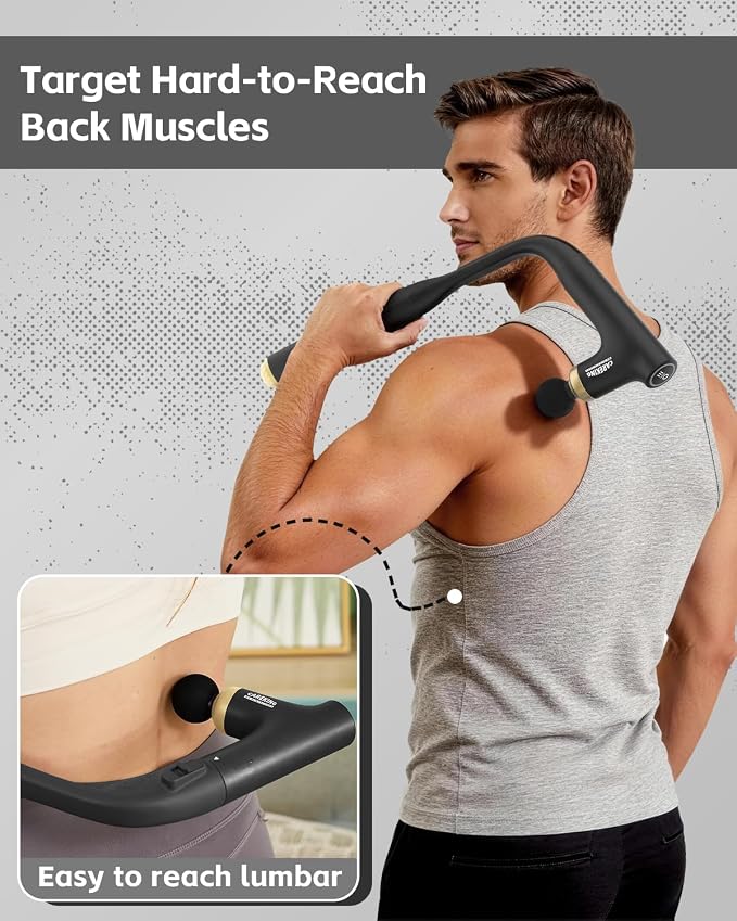 3-in-1 Muscle Massager Gun Deep Tissue with Long Handle, Handheld Percussion Back Massager for Pain Relief, Shoulder, Arm, Thigh, Waist, Neck - Image 2