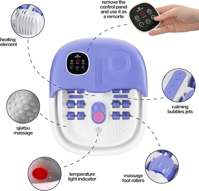 Medical king Foot Spa with Heat and Massage and Jets Includes A Remote Control A Pumice Stone Collapsible Foot Spa Massager with Heat and Massage Bubbles and Vibration - Image 2