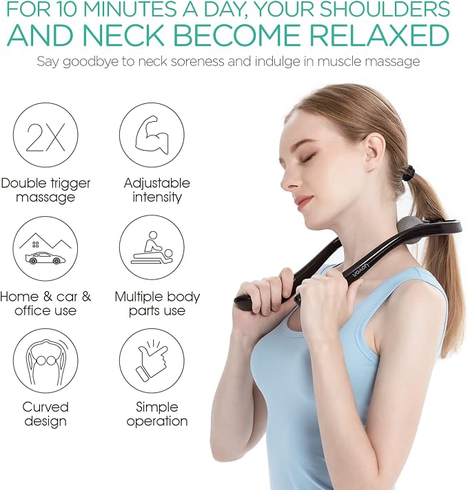 VOYOR Neck Massager Shiatsu Deep Tissue Dual Trigger Point for Pain Relief - Image 2