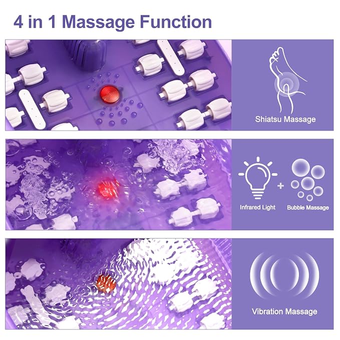 ECARBME Foot Spa Bath Massager with Heat, Foot Soaking Tub with 22 Massage Rollers, Temperature Control, Jets, Bubbles, Epsom Salt and Vibration, Foot Bath soak tub for Relaxation- Purple - Image 9