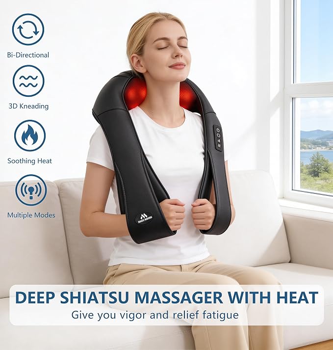 Neck Massager for Pain Relief Deep Tissue with Heat, Gifts for Women Men - Image 3