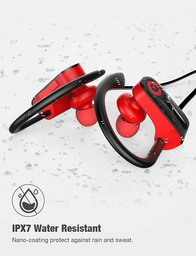 Otium Wireless Bluetooth 5.3 Sport Headphones Built-in Mic in Ear Running Headset with Earhooks 16 Hours Playtime - Image 5
