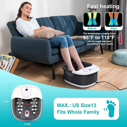 ECARBME Foot Spa Bath Massager with Heat, Foot Soaking Tub with 22 Massage Rollers, Temperature Control, Jets, Bubbles, Epsom Salt and Vibration, Foot Bath soak tub for Relaxation - Grey - Image 2