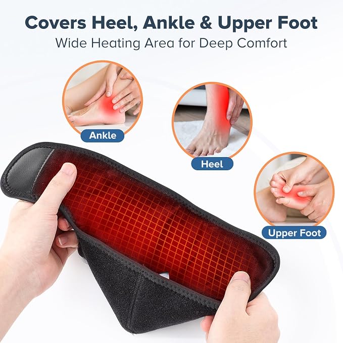 2 PCS Cordless Ankle Massager for Pain Relief, Foot Massager for Neuropathy, Ankle Heating Pad with Massage, Foot Ankle Massager, Heated Foot Massager, 3 Heat Levels, 3 Massage Modes, Black - Image 4