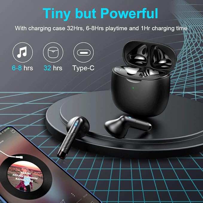 Wireless Earbuds, Bluetooth 5.4 Earbuds Stereo Bass, Bluetooth Headphones in Ear Noise Cancelling Mic, Earphones IP7 Waterproof Sports, 32H Playtime USB C Mini Charging Case Ear Buds for Android iOS - Image 7