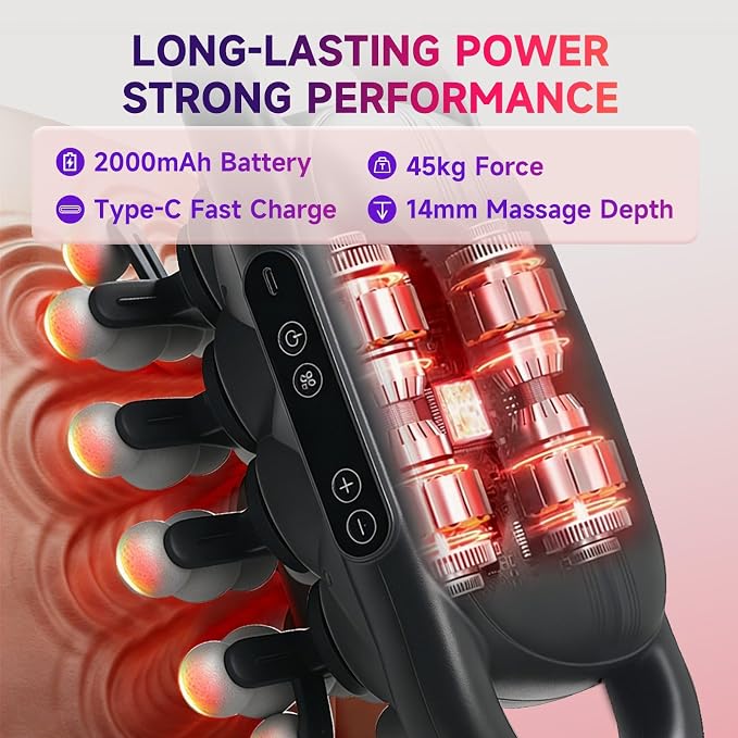 24-Heads Massage Gun Set for Full-Body Recovery, Deep Tissue Percussion Muscle Massager with 9 Modes, Quiet High-Power Back Massager for Gym, Office & Home, - Image 6