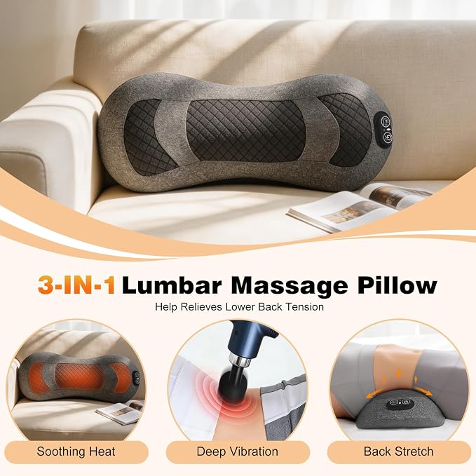 Triple Fusion Back Massager with Heat, Vibration & Traction, Back Stretcher - Image 2
