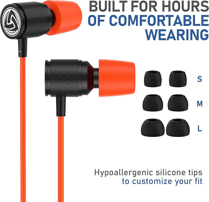LUDOS Ultra Wired Earbuds in-Ear Headphones, 5 Years Warranty, Earphones with Microphone, Noise Isolating Ear Buds, Memory Foam for iPhone, Samsung, School Students, Kids, Women, Small Ears - Coral - Image 6