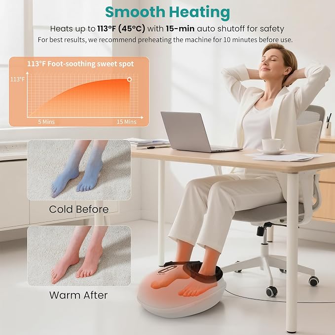 Nekteck Shiatsu Foot Massager with Heat & Air Compression Deep Kneading - Image 2