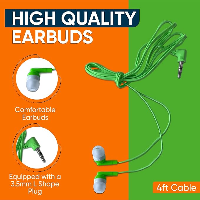50 Pack Bulk Wired Earbuds, In Ear Headphones with 3.5mm Jack, 4ft Tangle Free Cable, Comfortable Fit, Affordable and Cost Effective, Ideal for School Classroom Testing Students Events Groups, Black - Image 3