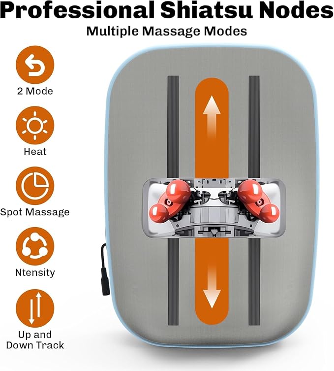 Solucky Back Massager for Pain Relief Deep Tissue, Back Massager with Heat, Deep Kneading Massage for Back, Adjustable Intensity & Dual Modes, Red Light Heating Therapy, 12V Corded for Home & Office - Image 5