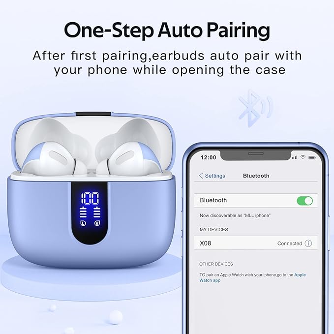 TAGRY Bluetooth Headphones True Wireless Earbuds 60H Playback LED Power Display Earphones with Wireless Charging Case IPX5 Waterproof in-Ear Ear buds with Mic for TV Smart Phone Laptop Computer Sports - Image 5