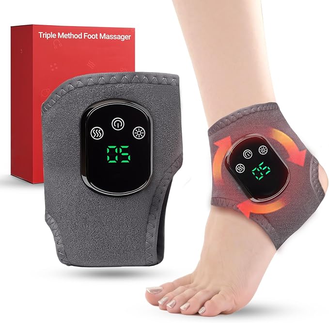 2026 Upgraded Foot Triple Method Massager - Cordless Heated Foot Massager with 5 Heat & 3 Vibration for Soreness Relief & Relaxation, Portable for Home, Office, Travel - Ideal Gift - 1-Pack Gray by Unknown