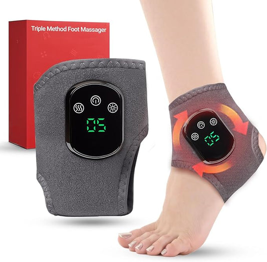 2026 Upgraded Foot Triple Method Massager - Cordless Heated Foot Massager with 5 Heat & 3 Vibration for Soreness Relief & Relaxation, Portable for Home, Office, Travel - Ideal Gift - 1-Pack Gray by Unknown