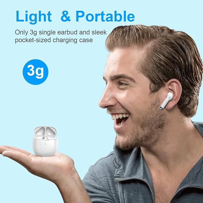 Wireless Earbuds, Bluetooth 5.4 Headphones in Ear with 4 Noise Cancelling Mic, Earbuds Stereo Bass, IP7 Waterproof Sports Wireless Earphones, 32H Playtime USB C Charging Buds White for Android iOS - Image 4