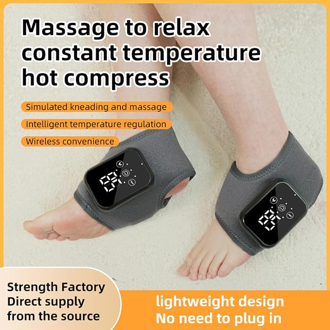 2PCS Foot Renew Massager for Neuropathy, Portable Triple Method Ankle Wrap with 3 Vibration Modes, Massager for Heel, Arch & Ankle Relief(Black) - Image 4
