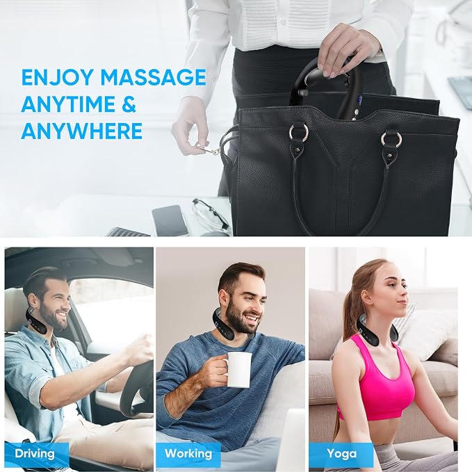 Electric Neck Massager with Heat - 10 Modes & 16 Levels, Portable for Travel, Perfect for Relaxation，Black - Image 6