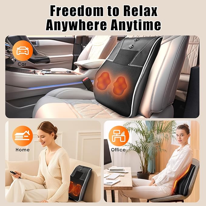 Shiatsu Neck and Back Massager with Heat,Neck Massager for Pain Relief deep Tissue,3D Kneading Massage Pillow for Back,Shoulder,Leg,Gifts for Mom,Dad,Women (Black) - Image 8