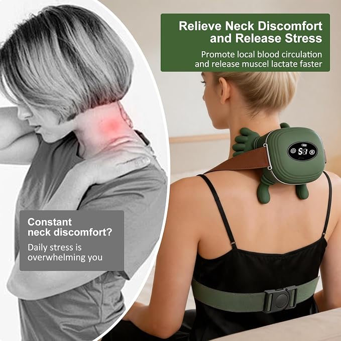 Neck Massager with Heat, Bionic Shiatsu Neck and Shoulder Massager with 4D Kneading Fingers, LCD Display & Adjustable Intensity, Heated Neck Massage Device Simulates Real Palm to Relax Muscle Tension - Image 3