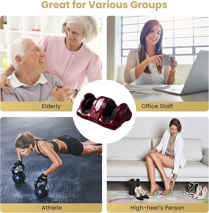 WELLHUT Foot Massager Machine Shiatsu Foot and Calf Massager for Ankle, Calf Leg Arm, Shiatsu Kneading Rolling, Feet Massager Machine, Gifts for Men and Women, Burgundy - Image 8