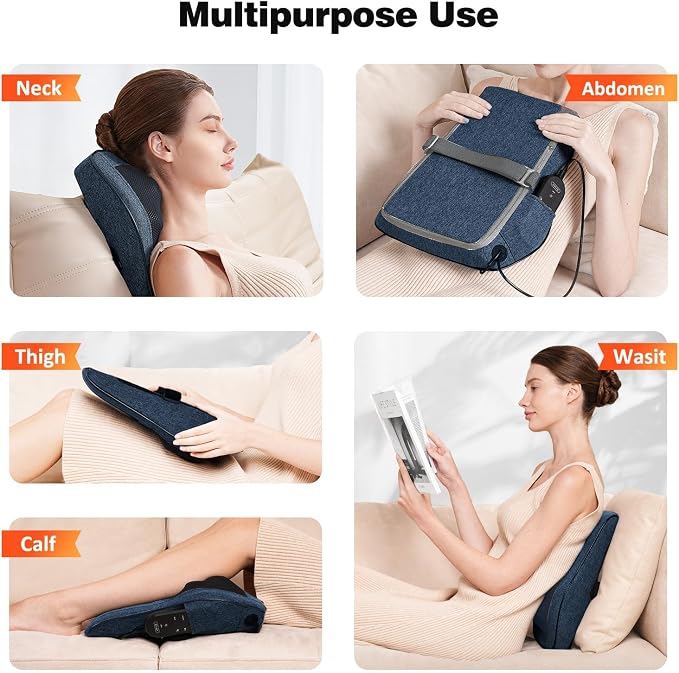 Boriwat Neck and Back Massager with Heat, 3D Kneading Shiatsu Massage Pillow for Neck, Back, Shoulders, Legs, Deep Tissue Relief for Sore Muscles, Home & Car, Great Gift for Women, Men, Mom, Dad - Image 6