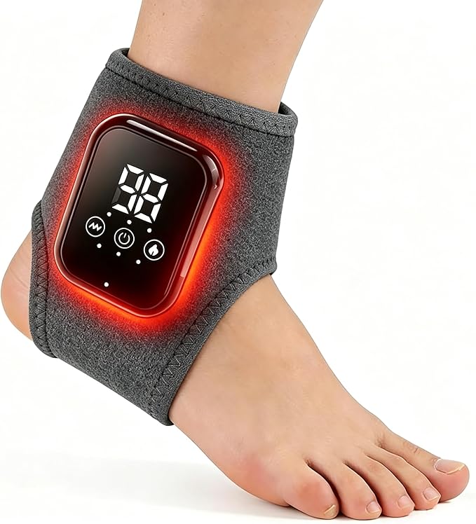 Foot Renew Massager for Neuropathy, Portable Heated Wrap, Ergonomic Soft Foot Massage Cushion with 3 Vibration Modes and Heat for Heel, Portable for Home Travel Use by Unknown