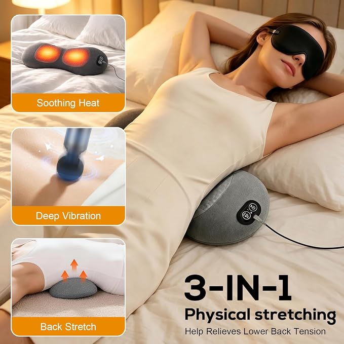 Upgraded Triple Fusion Back Massager with Heat, Vibration & Stretch, Grey - Image 2