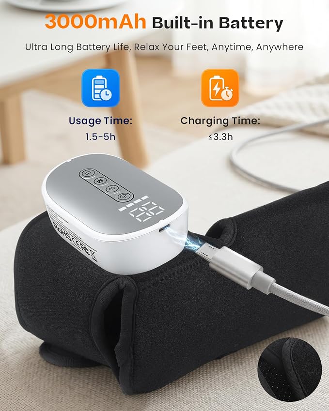 Cordless Foot Massager with Heat, Vibration, 4 Modes & 4 Heat Levels - Image 4