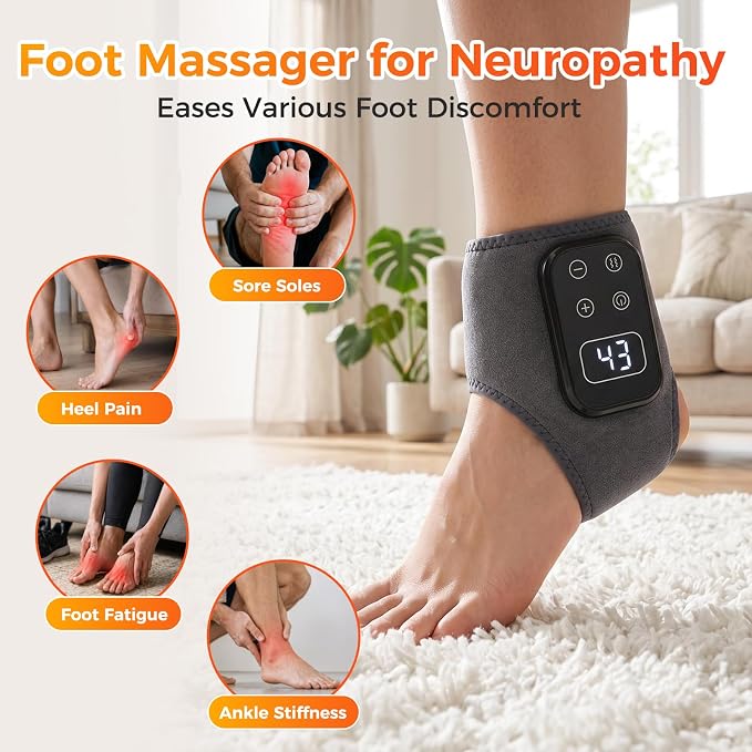 2PCS Foot Renew Massager for Neuropathy, 4-in-1 Cordless & Portable Foot and Ankle Massager for Heel, Arch & Ankle Relief, Foot Massager with 5 Vibration Mode & 5 Heat Levels, Ideal for Home & Travel - Image 5
