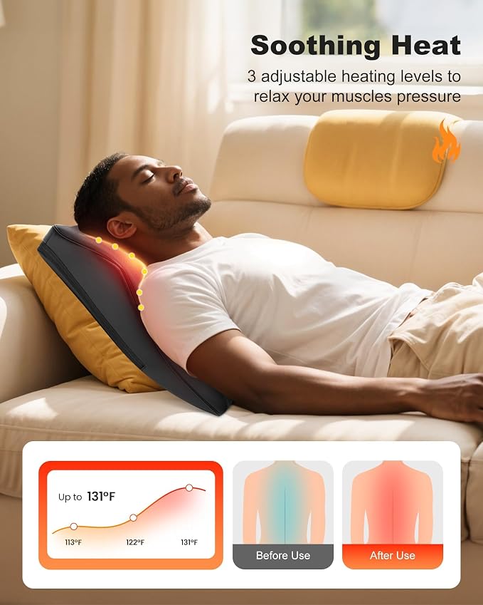 Snailax Shiatsu Back Massager with Heat, Cordless 4D Neck Massage Pillow - Image 5